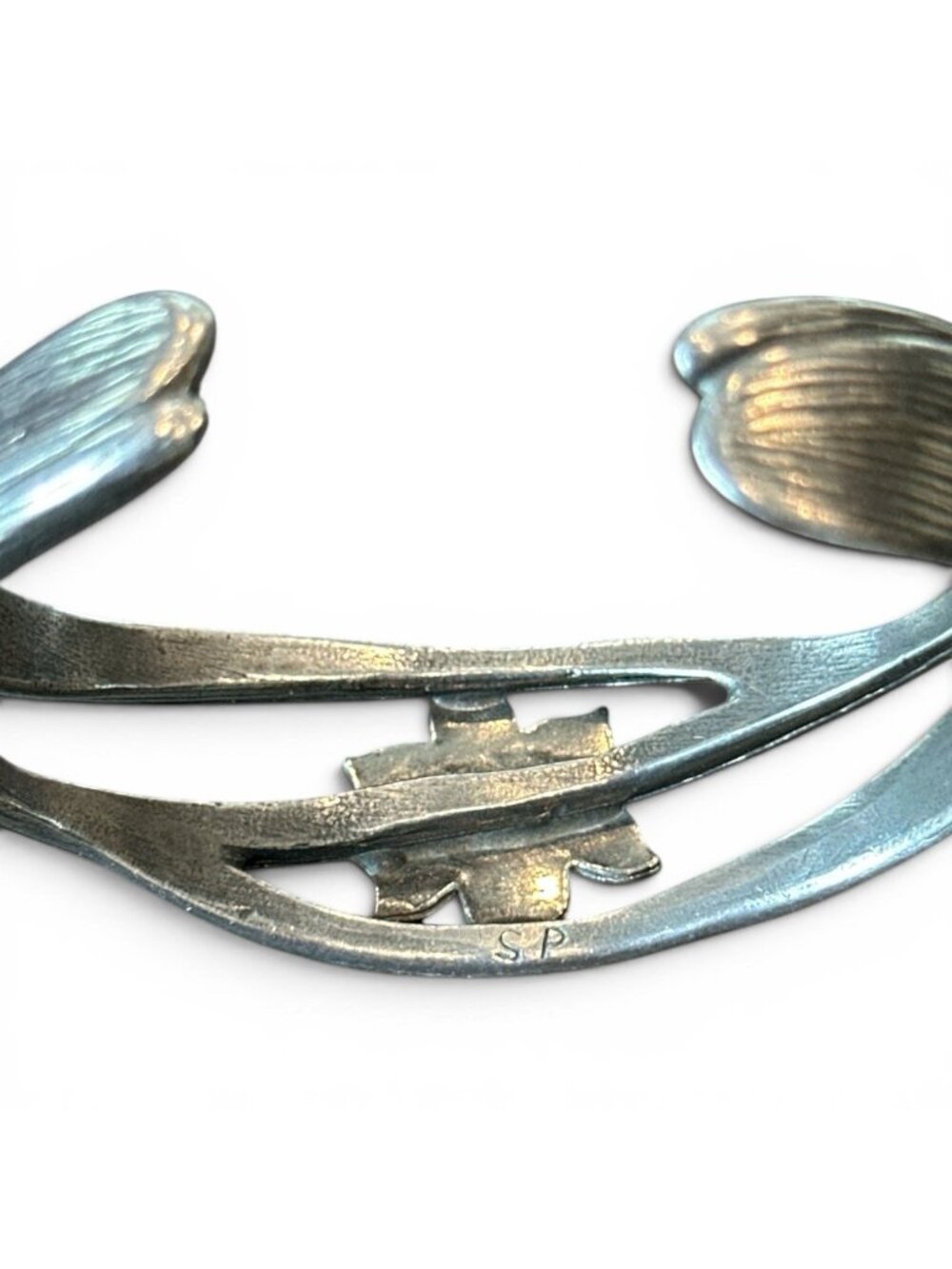 Salisbury Pewter Cuff December Narcissus Bracelet Wide 3D 7" - Picture 6 of 6